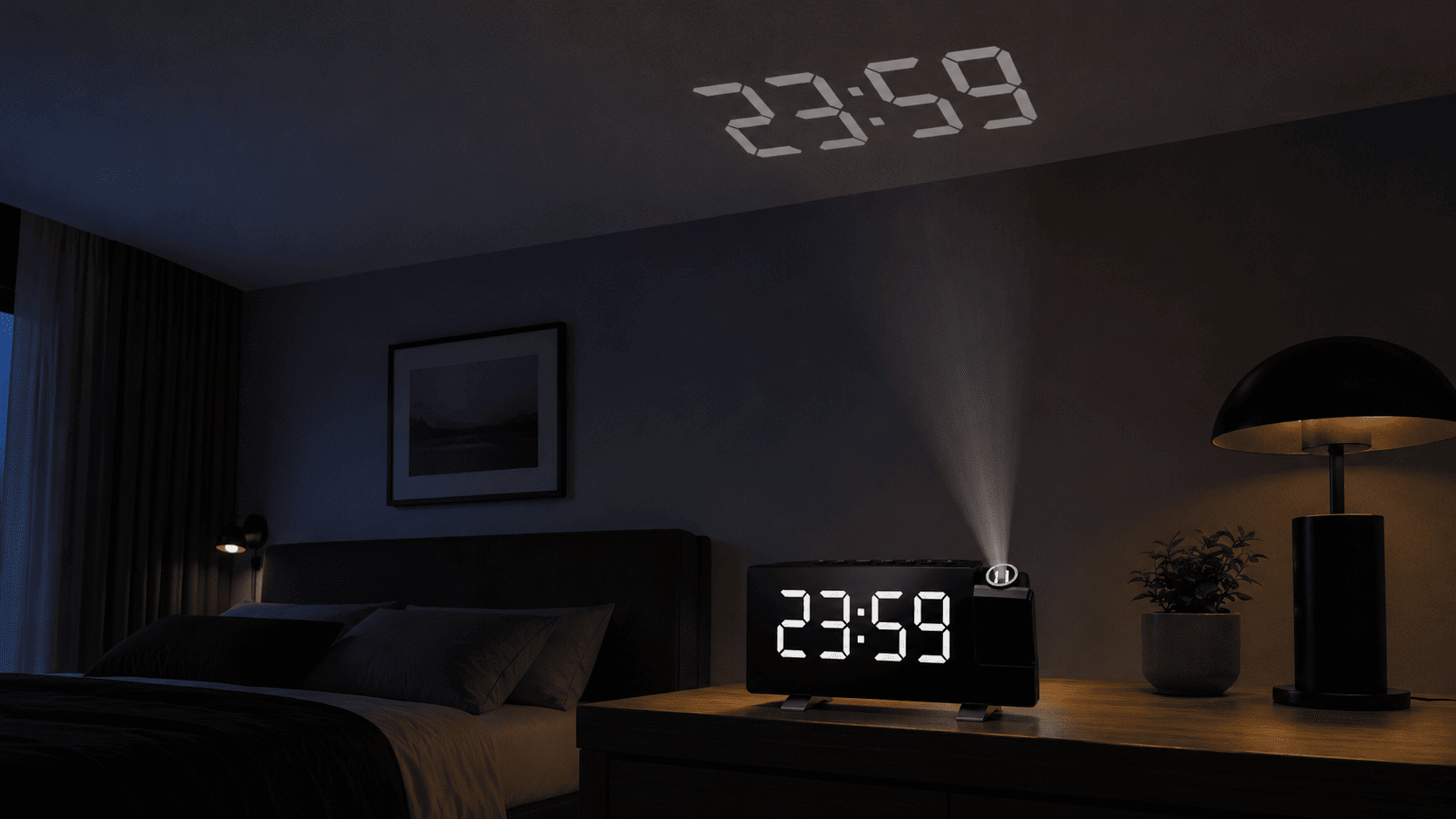 Radio-réveil projecteur : l'info du matin projetée au plafond