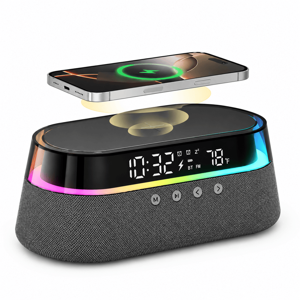 radio reveil qui charge un telephone par induction - monreveil.com