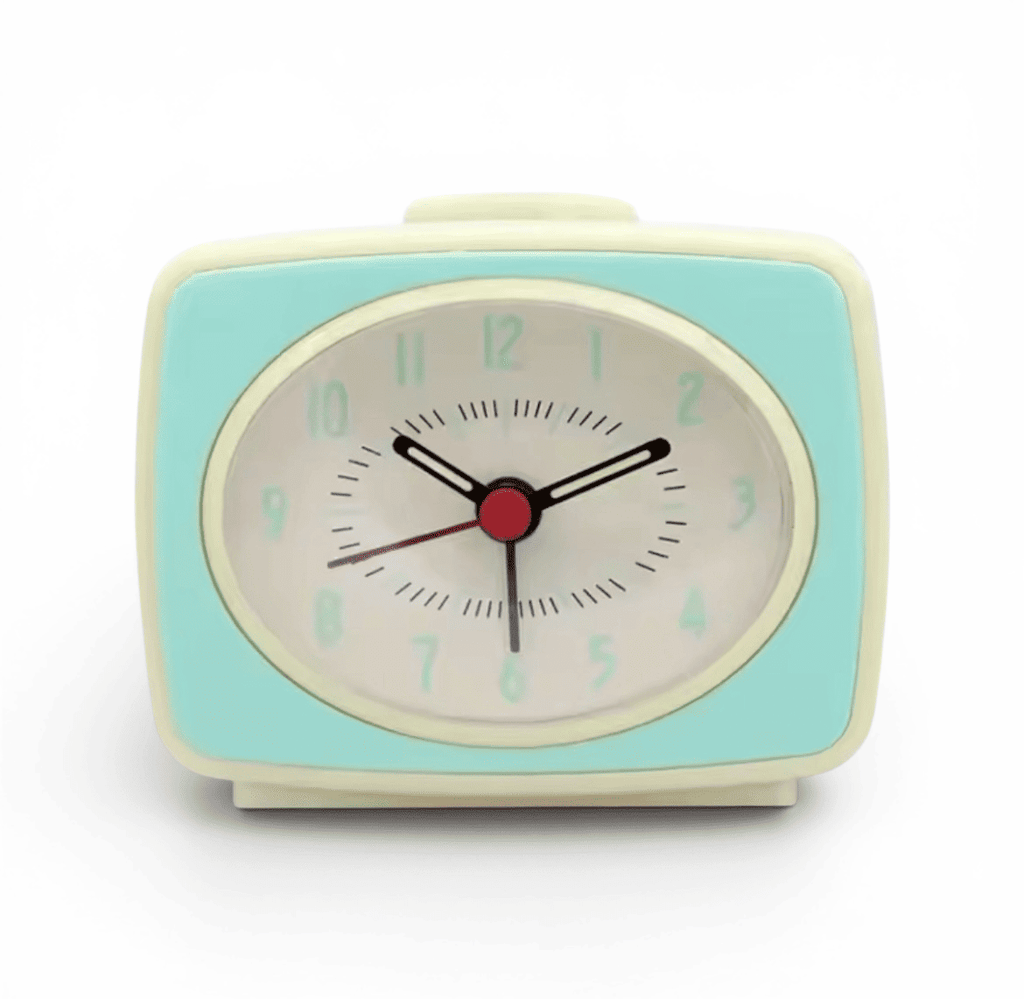 Mini Réveil Rétro Bleu Clair fond blanc - monreveil.com