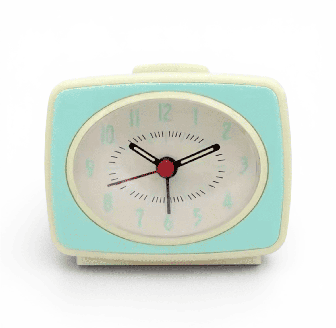Mini Réveil Rétro Bleu Clair fond blanc - monreveil.com