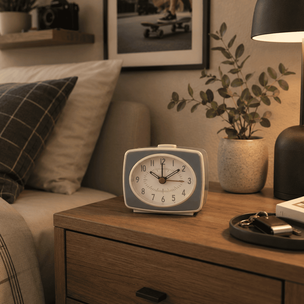 Mini Réveil Rétro Gris chambre d'adulte - monreveil.com