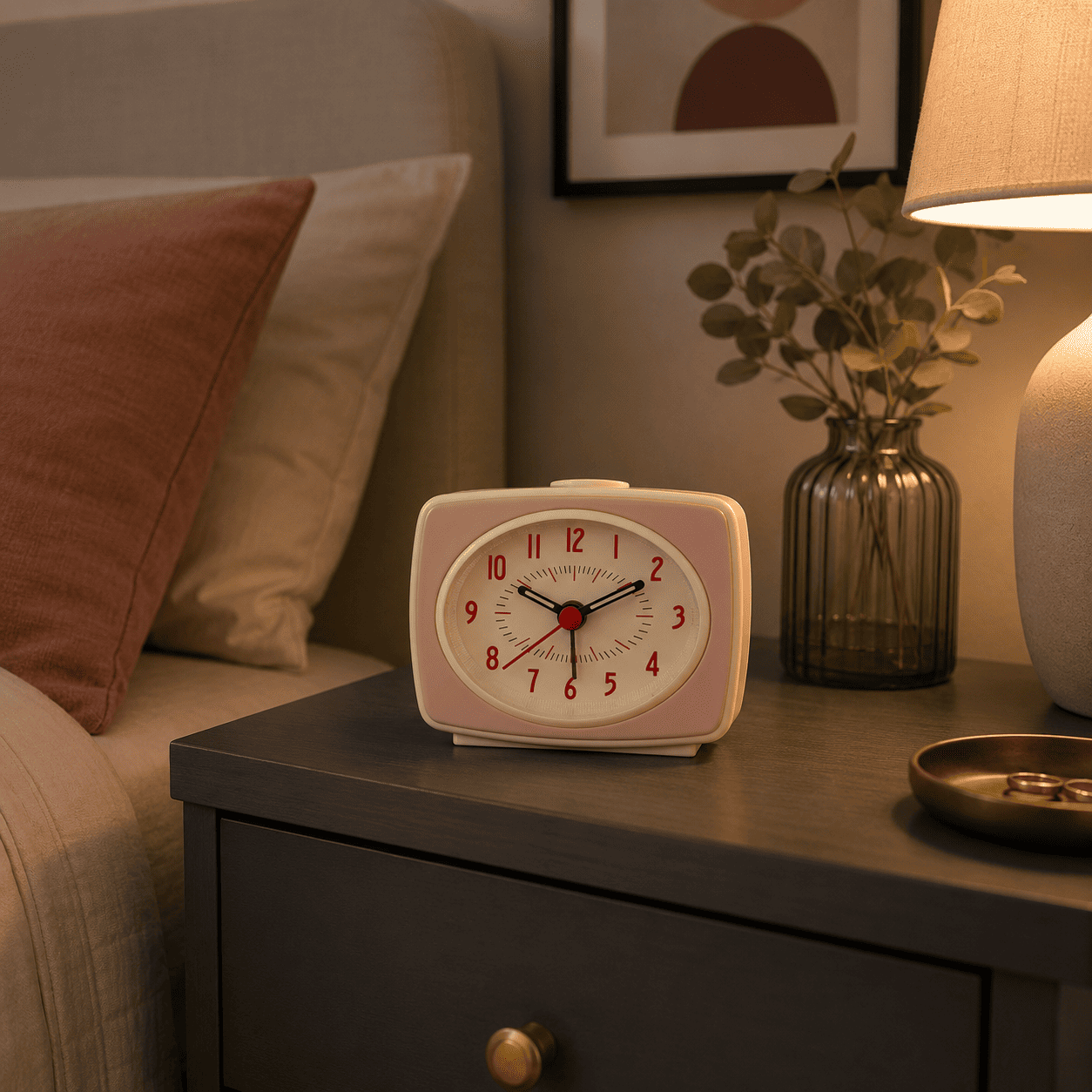 Mini Réveil Rétro Rose chambre d'adulte - monreveil.com