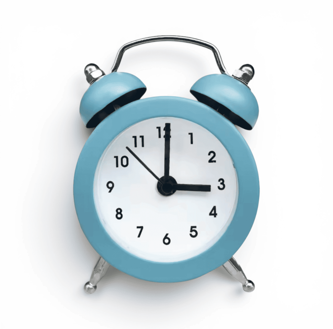 mini reveil horloge bleu clair sur fond blanc - monreveil.com
