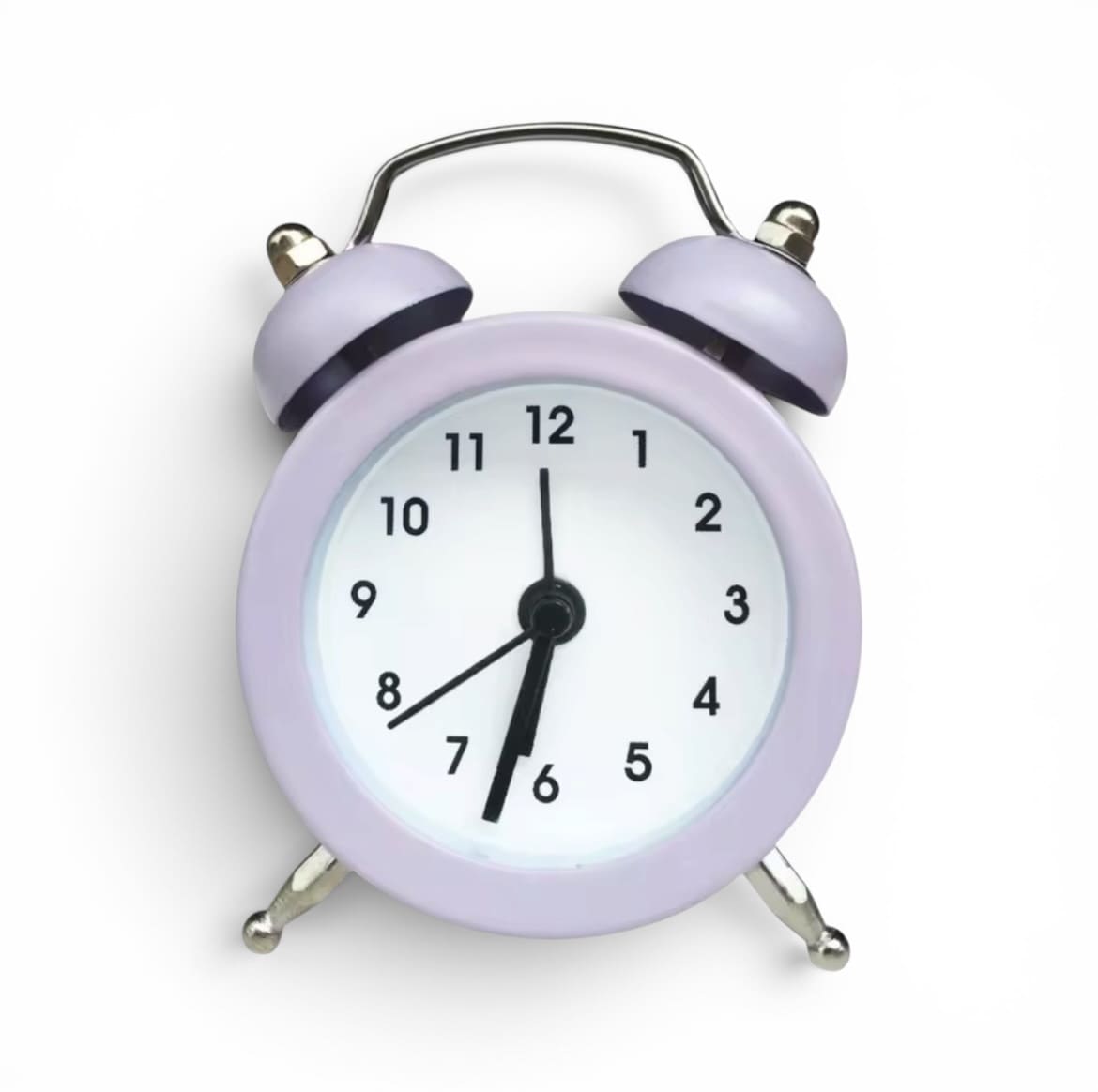 mini reveil horloge violet sur fond blanc - monreveil.com