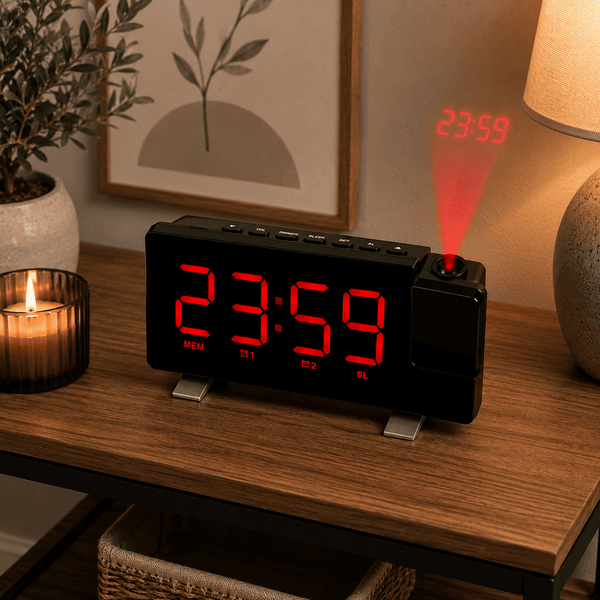 radio réveil enfant connecté projecteur 180 degrés rouge - monreveil.com
