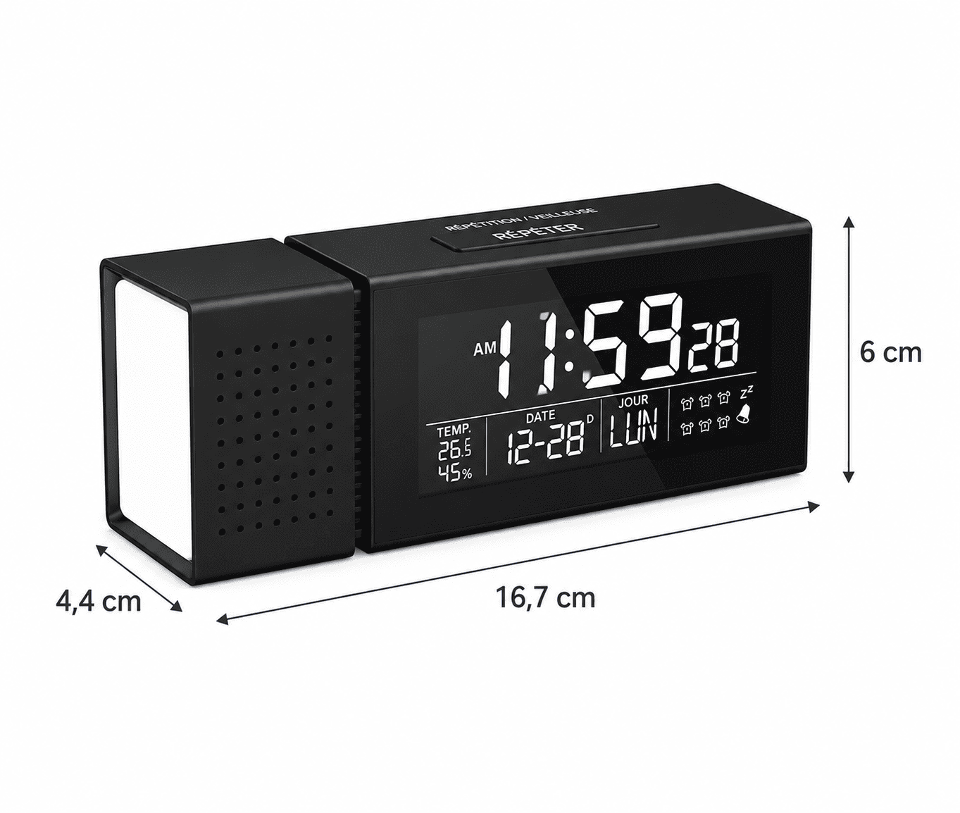 reveil enfant radio FM taille du produit - monreveil.com