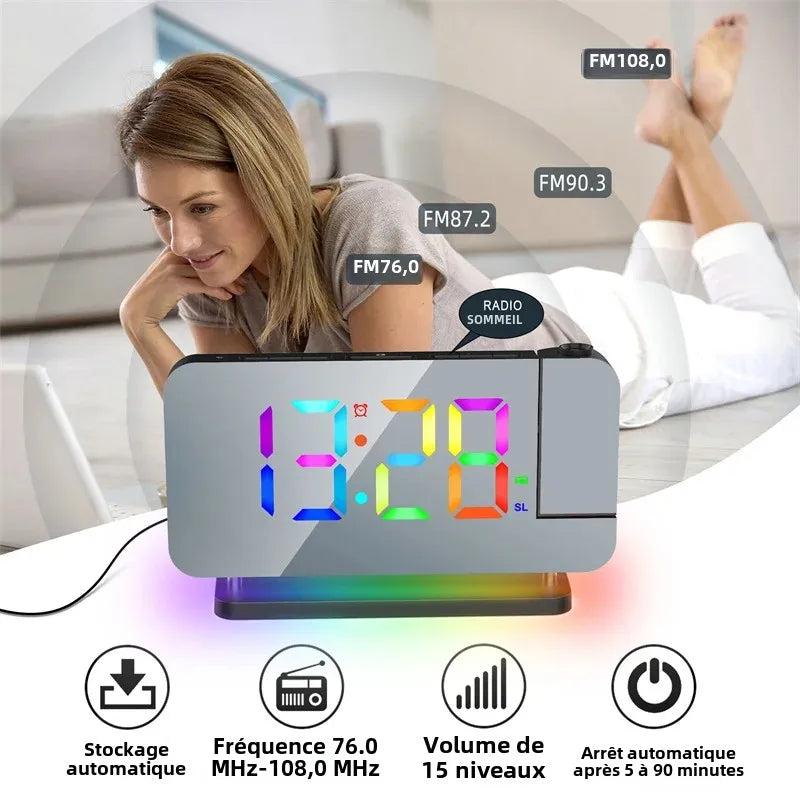 radio réveil projection multicolore - monreveil.com