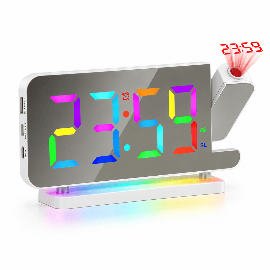 radio reveil projection blanc sur fond blanc - monreveil.com