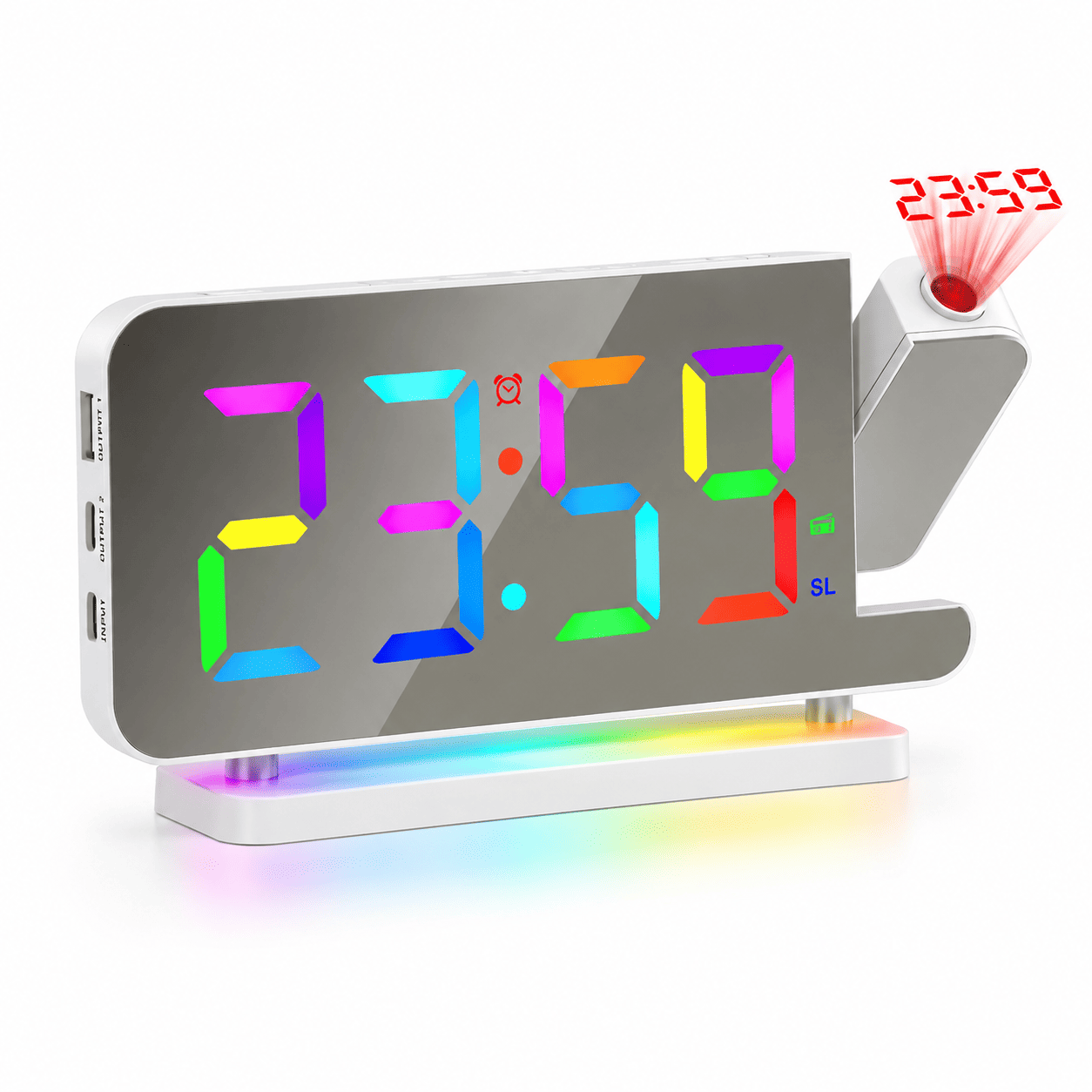 radio reveil projection blanc sur fond blanc - monreveil.com