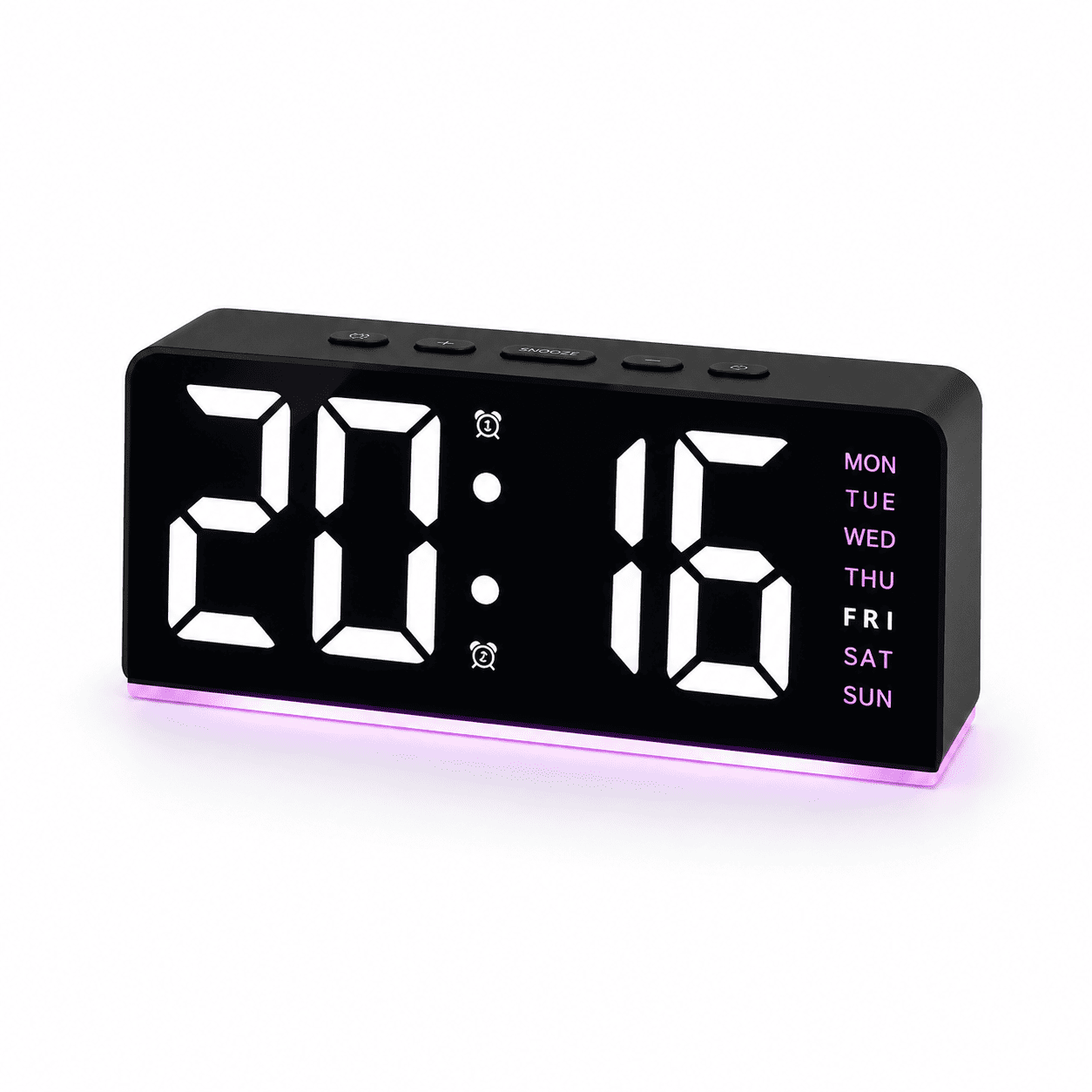 reveil adolescent noir et violet sur fond blanc - monreveil.com