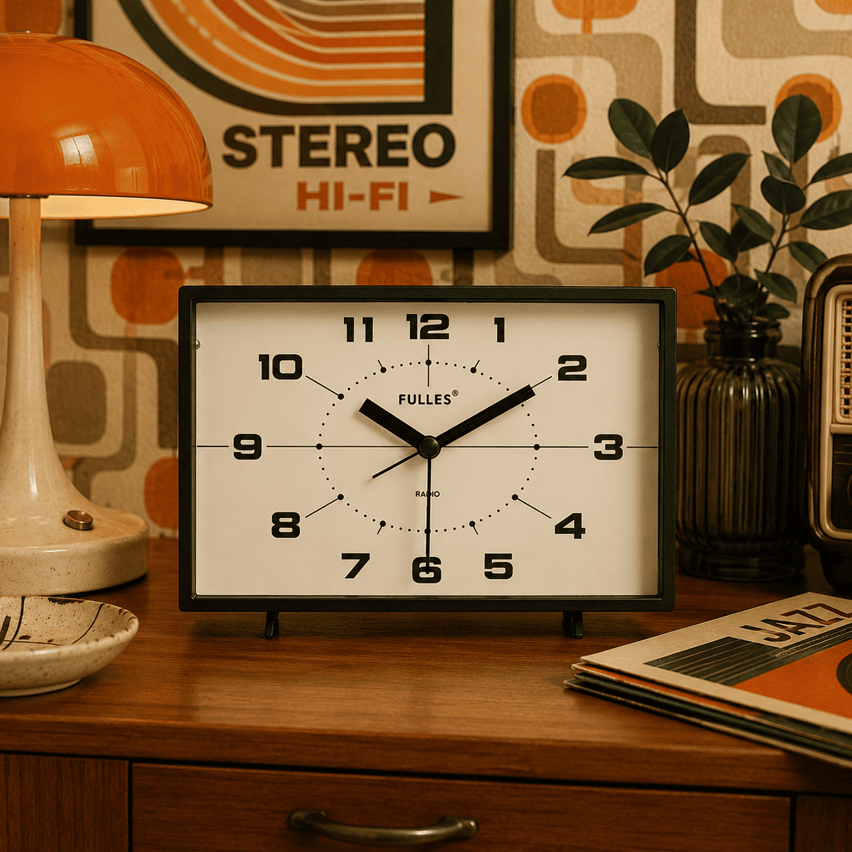 reveil horloge vintage noir année 70 - monreveil.com