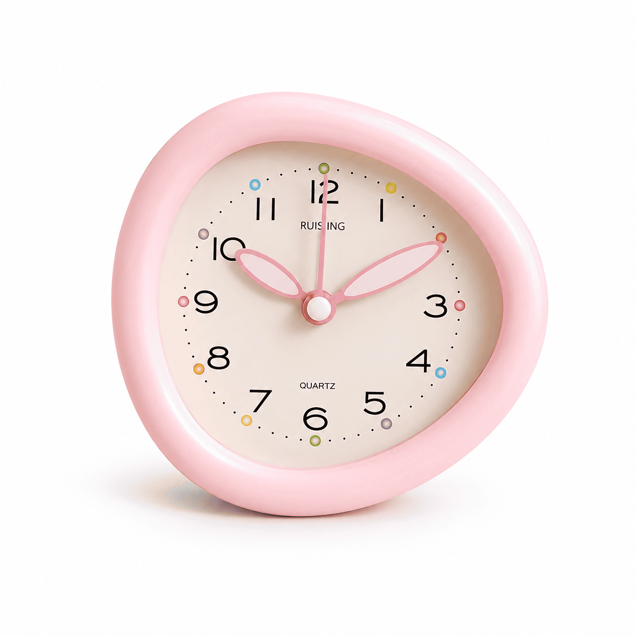 reveil analogique rose sur fond blanc - monreveil.com