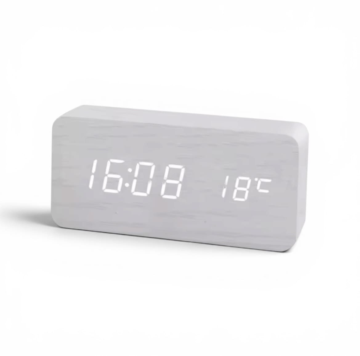 Réveil bois plat fond blanc design blanc - monreveil.com