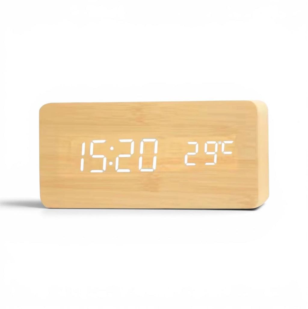 Réveil bois plat fond blanc design clair foncé - monreveil.com