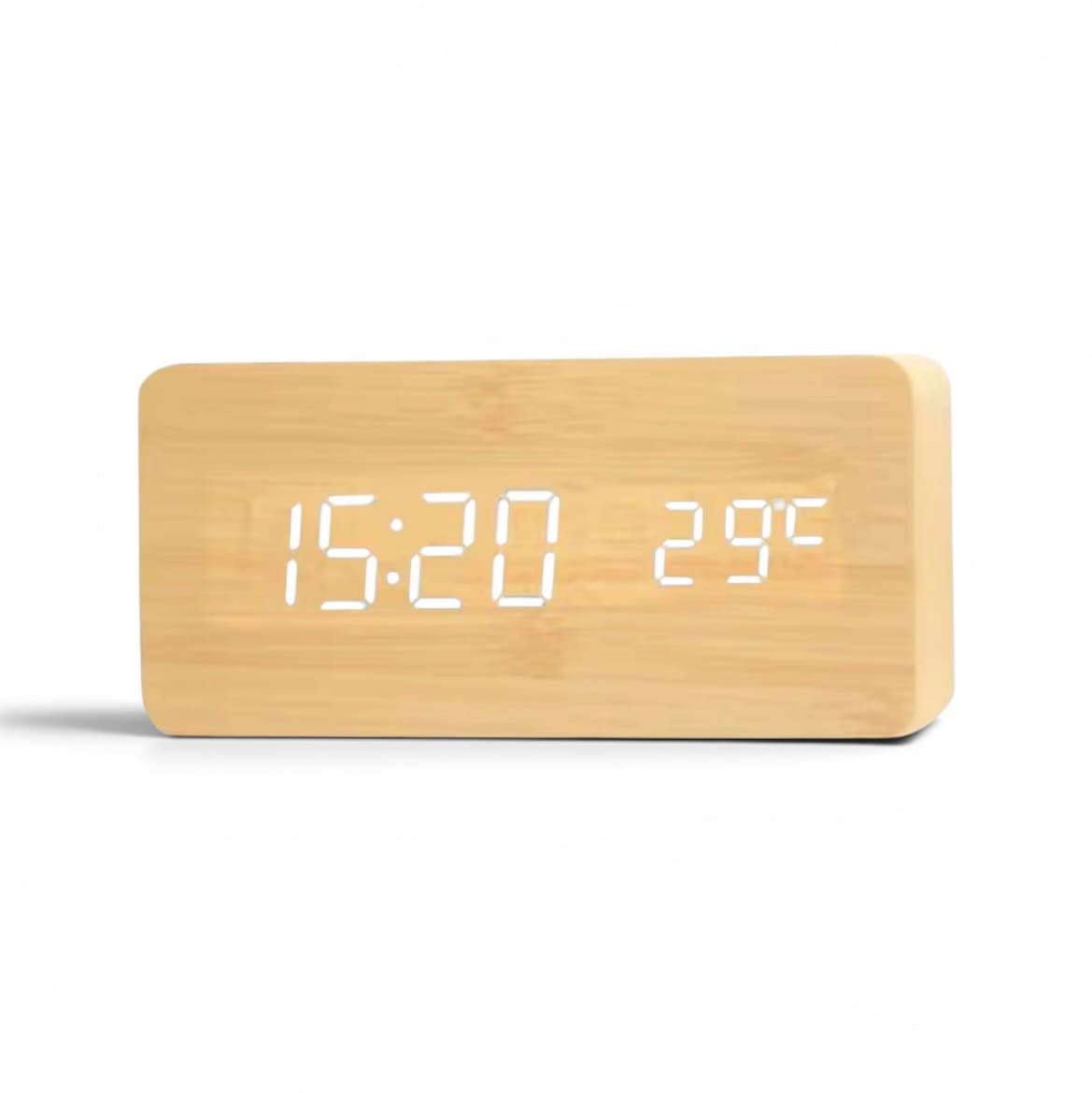 Réveil bois plat fond blanc design clair foncé - monreveil.com