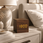 Réveil Bois cube adulte bois marron 