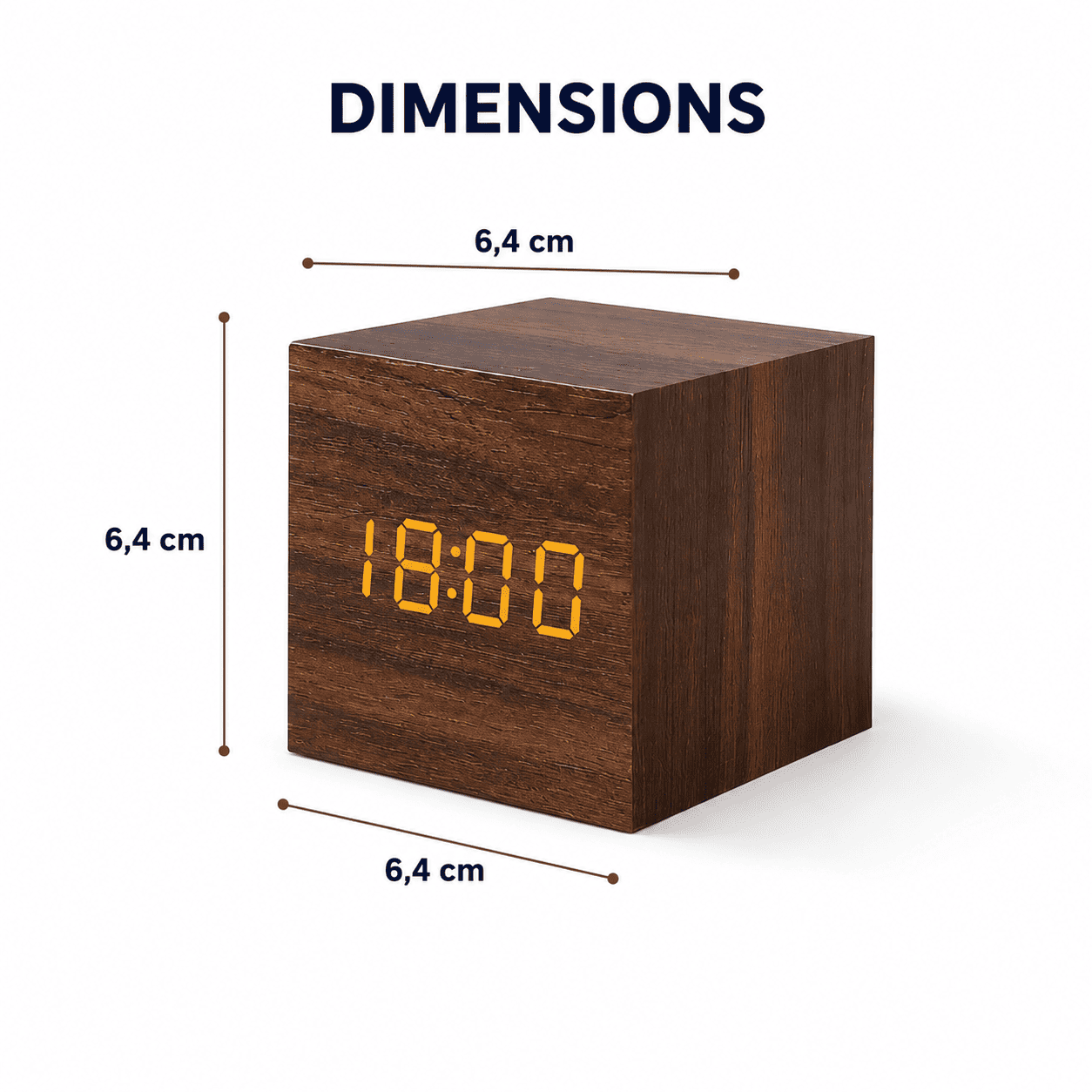 Reveil Bois Format Carré taille - monreveil.com