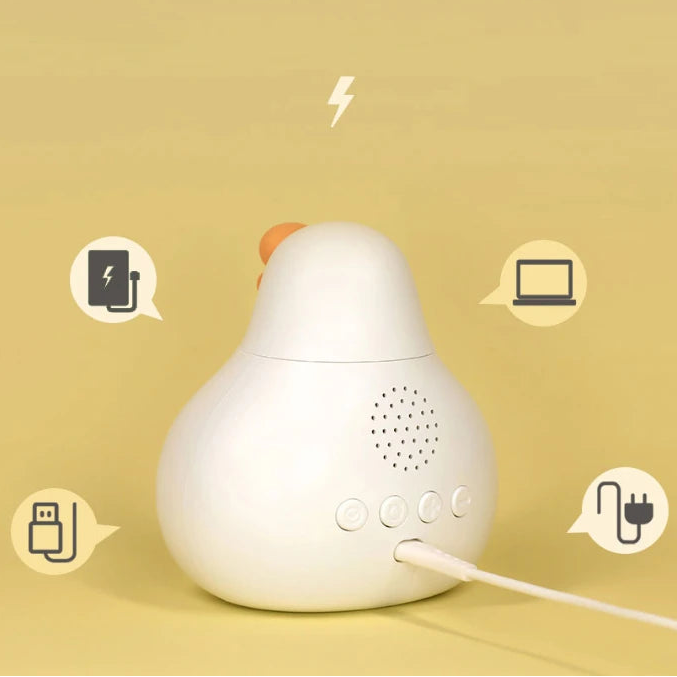 Reveil Canard Veilleuse blanc de dos port USB non inclus - monreveil.com