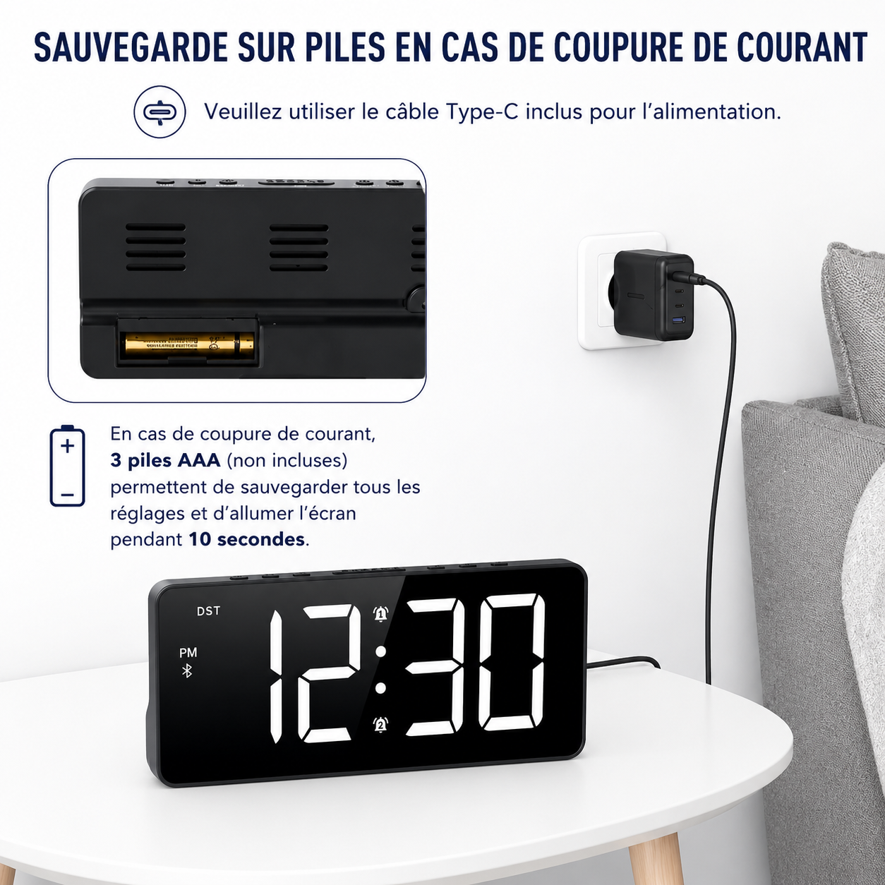 reveil connecter bluetooth batterie - monreveil.com