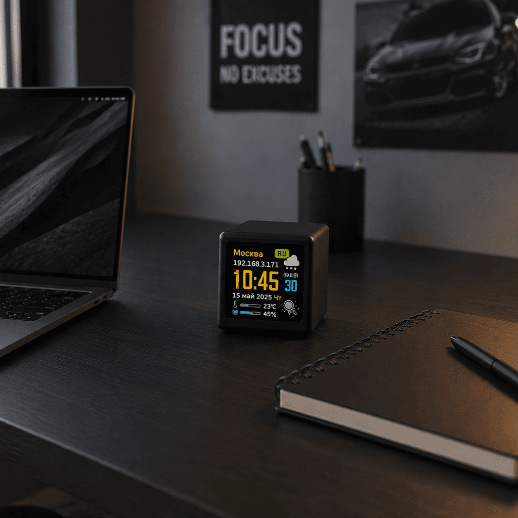 reveil connecté cubique noir - monreveil.com