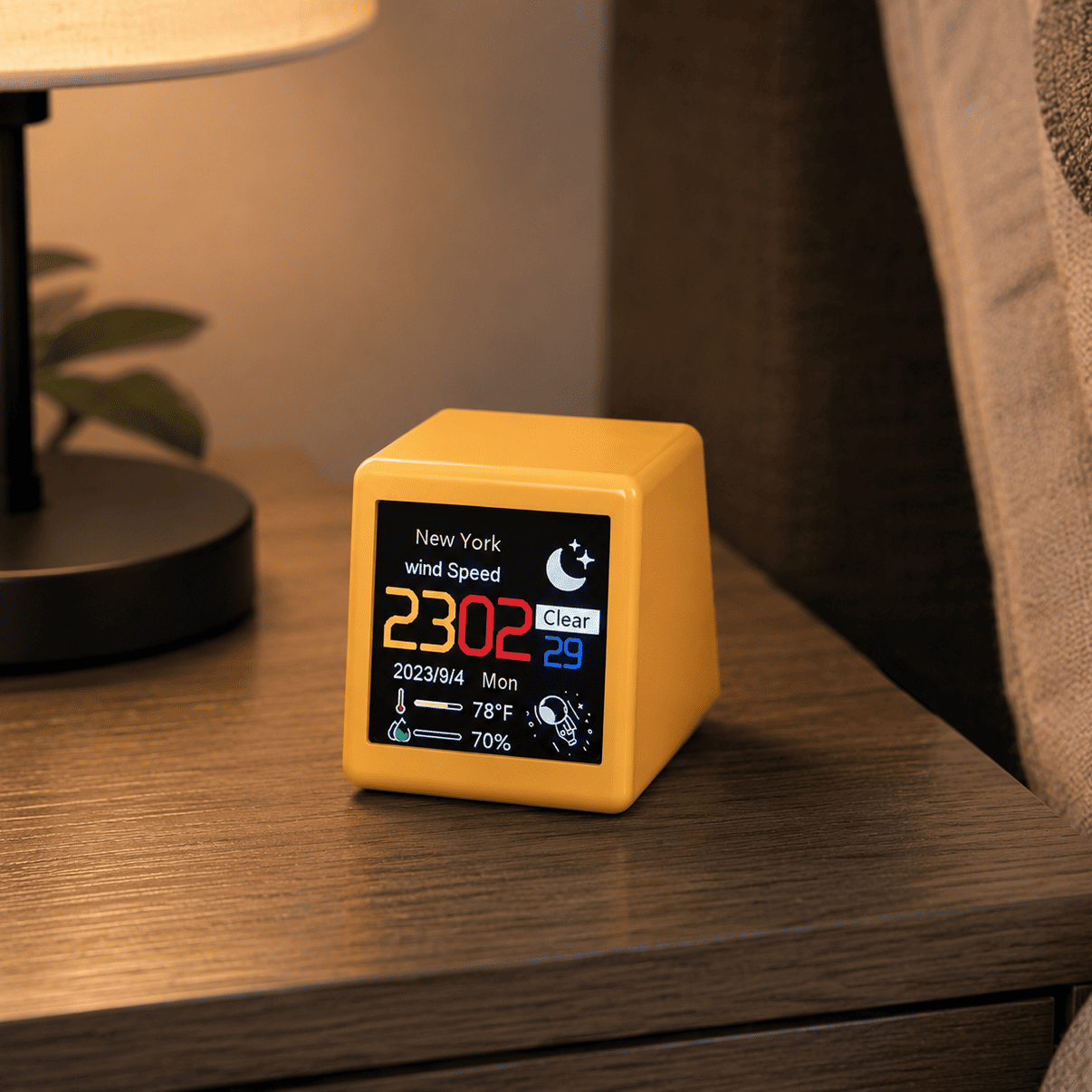 réveil connecté cubique jaune adulte - monreveil.com