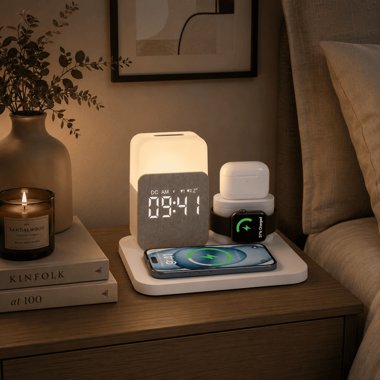 réveil connecté blanc recharge téléphone, montre connectée et écouteur sans fil - monreveil.com