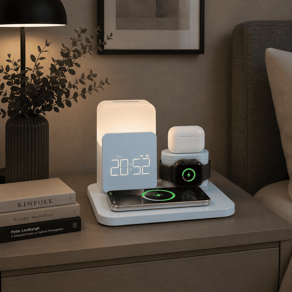 reveil connecté rechargeable téléphone, montre connectée et écouteur sans fil - monreveil.com