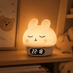 reveil veilleuse lapin blanc lumiere chaude - monreveil.com