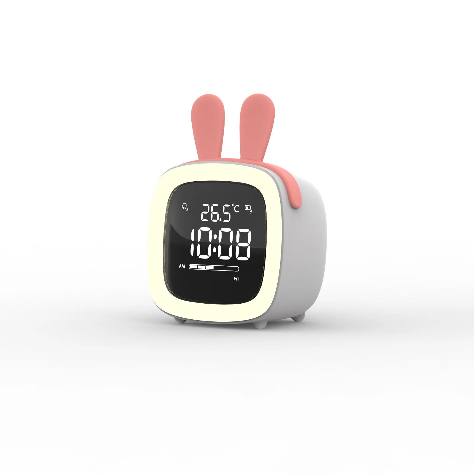 réveil veilleuse lapin blanc sur fond blanc - monreveil.com