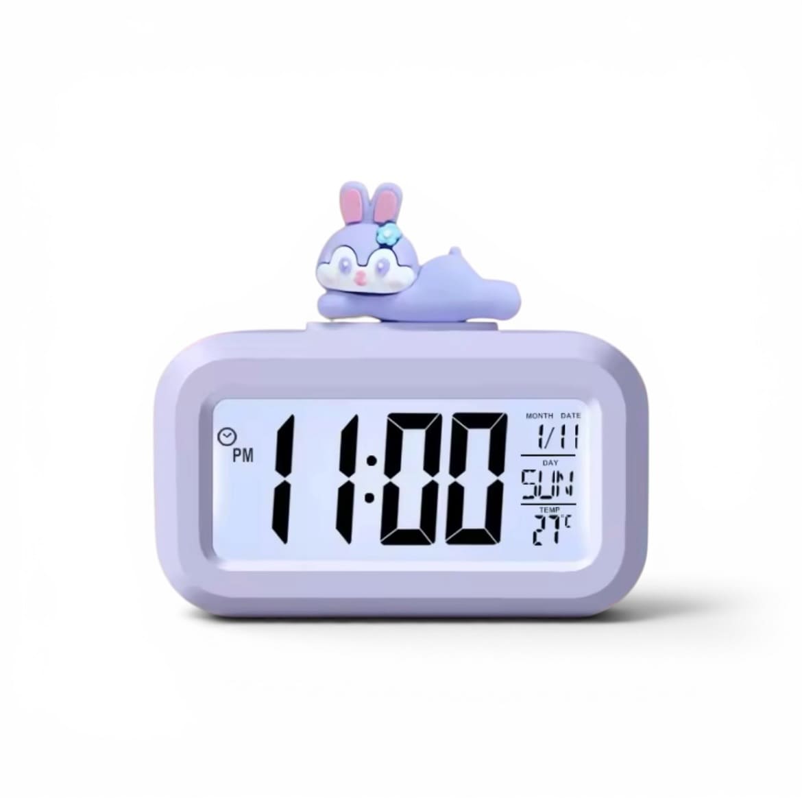 Reveil lapin format plat sur fond blanc - monreveil.com