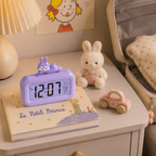 Réveil lapin violet compact avec écran numérique