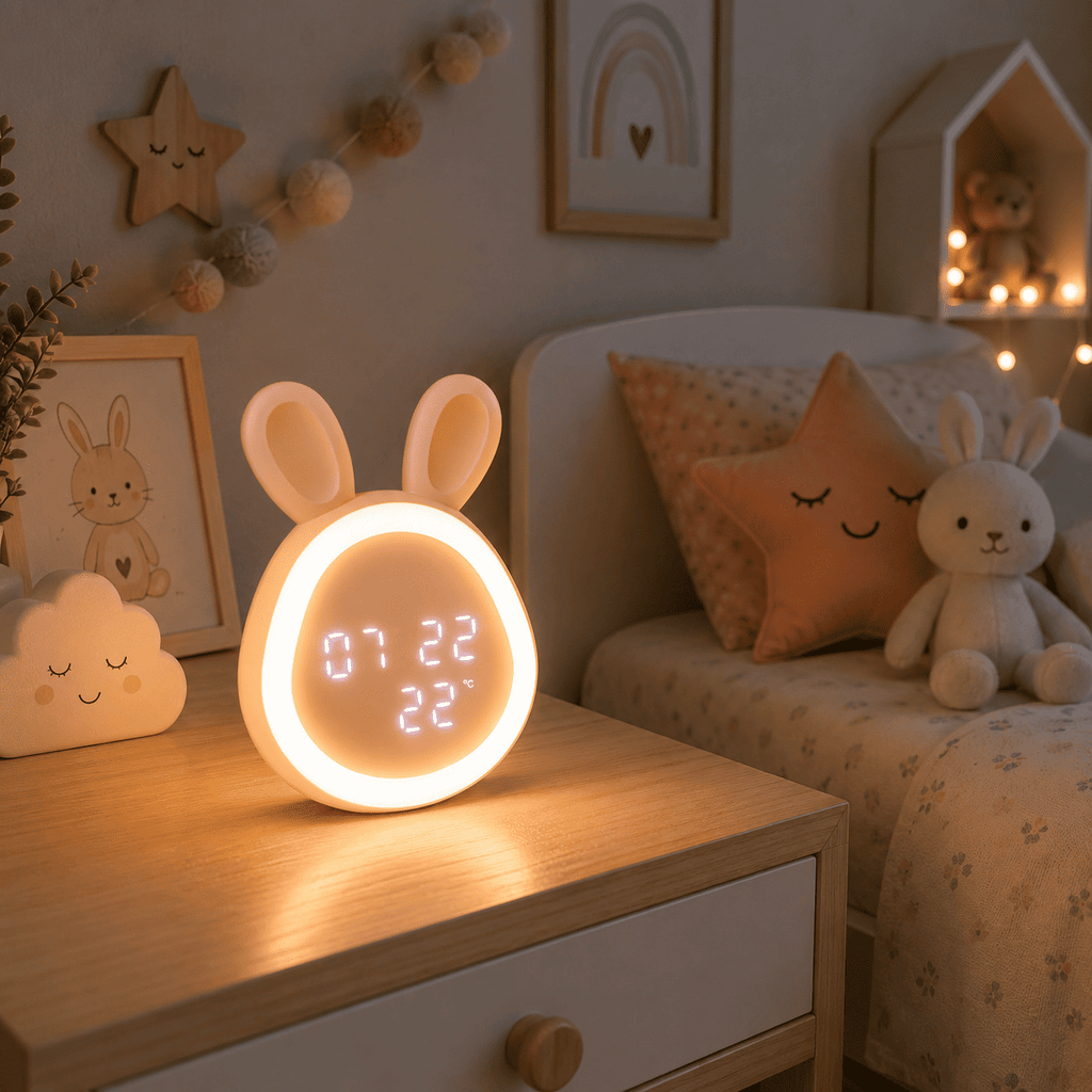 reveil lapin rose dans une chambre d'enfant - monreveil.com