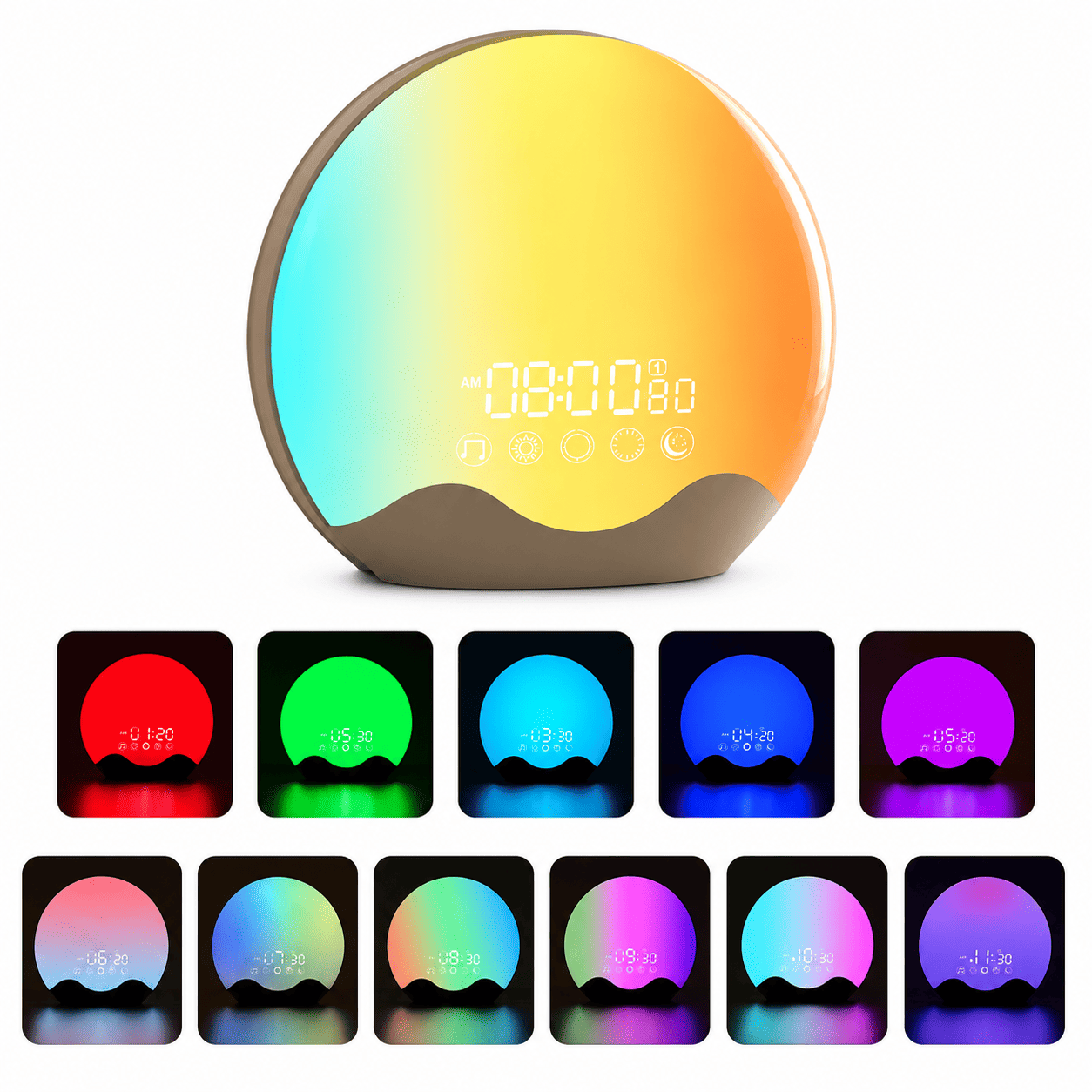 radio réveil lever de soleil multicolore - monreveil.com