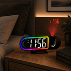 réveil projection plafond noir thermomètre et hygromètre - monreveil.com