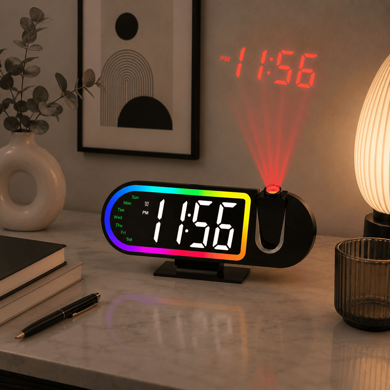 réveil projection multicolore - monreveilcom