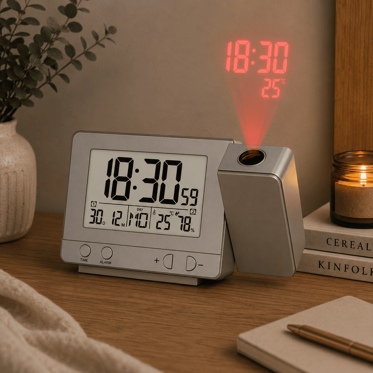 reveil projection gris chambre adulte - monreveil.com