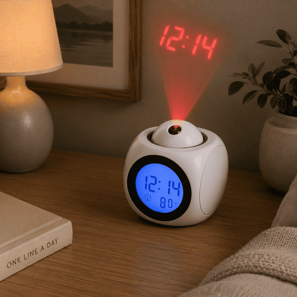 reveil projection carré blanc chambre adulte - monreveil.com