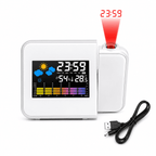 réveil projection blanc thermomètre et hygromètre sur fond blanc - monreveil.com