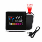 réveil projection noir sur fond blanc thermomètre et hygromètre - monreveil.com