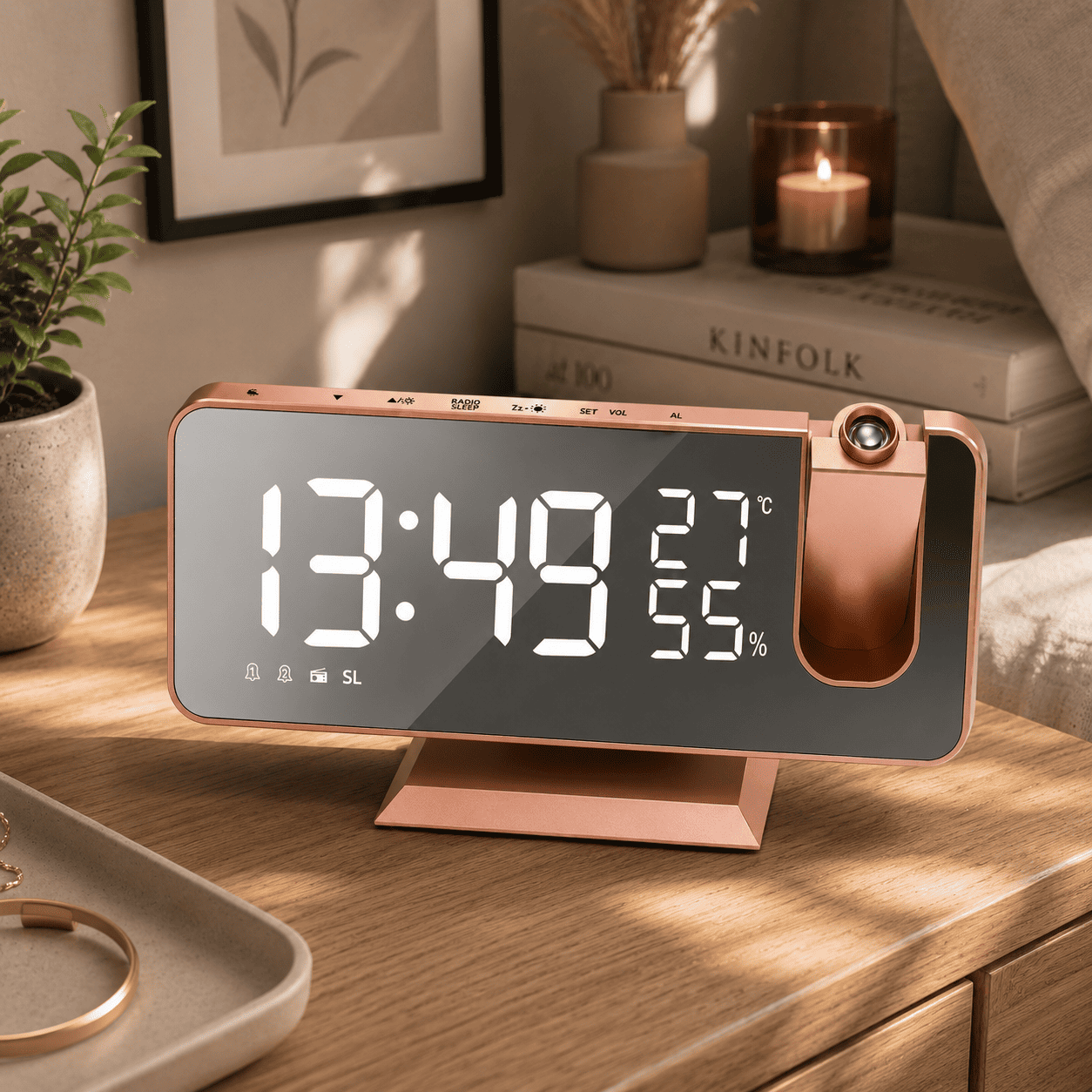réveil projection plafond rose gold chambre adulte - monreveil.com