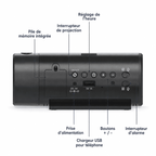 reveil projection vue de dos avec boutons et port USB - monreveil.com