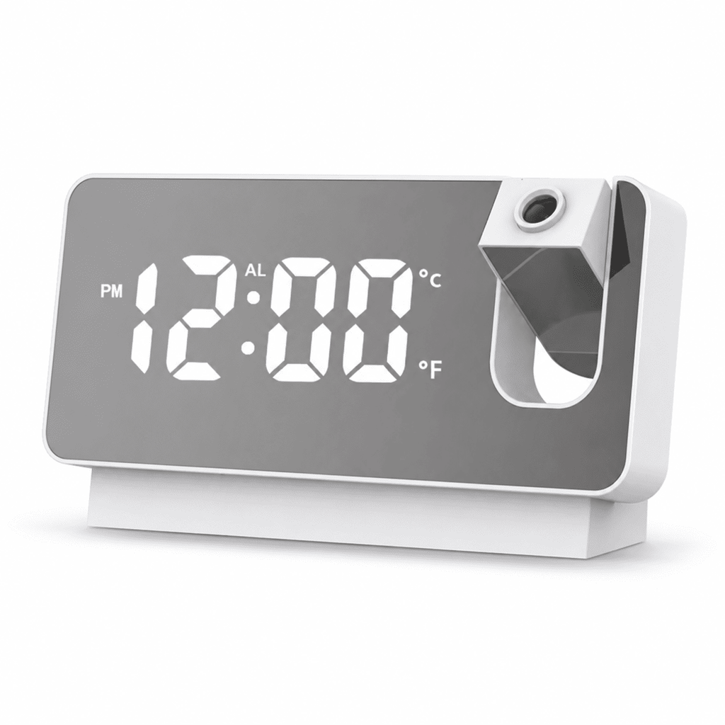 reveil projection miroir blanc sur fond blanc - monreveil.com