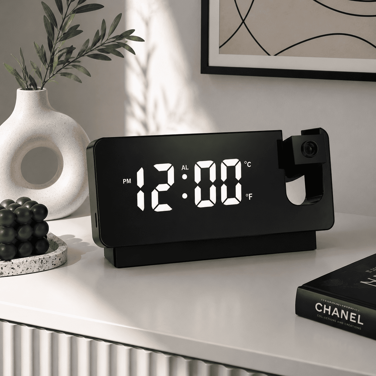 reveil projection noir miroir bureau - monreveil.com