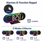 réveil projecteur plafond 180 dégré avec 3 modes d'alarmes - monreveil.com
