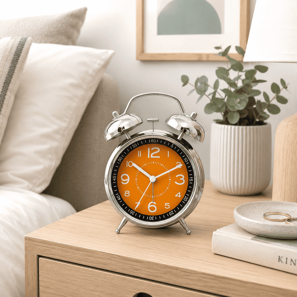 reveil horloge orange chambre adulte - monreveil.com
