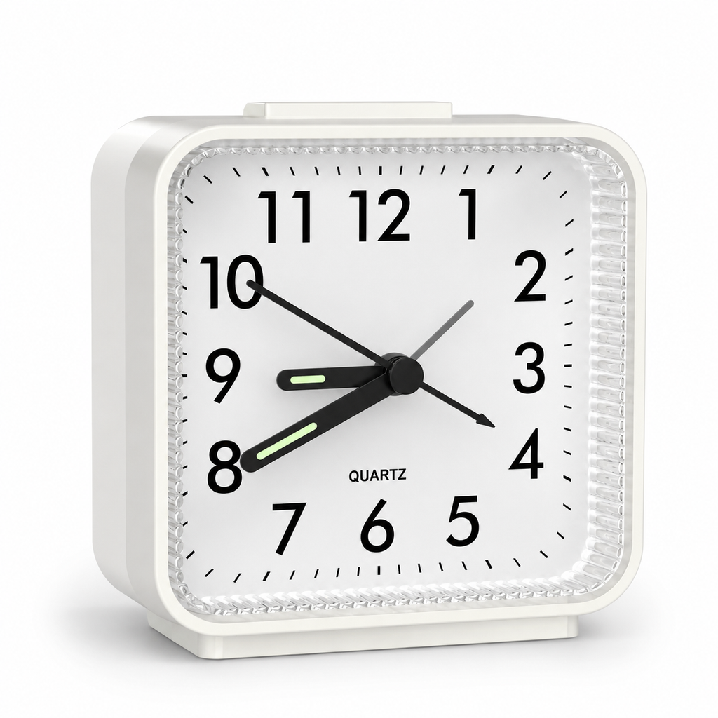 reveil horloge sans bruit blanc sur fond blanc - monreveil.com