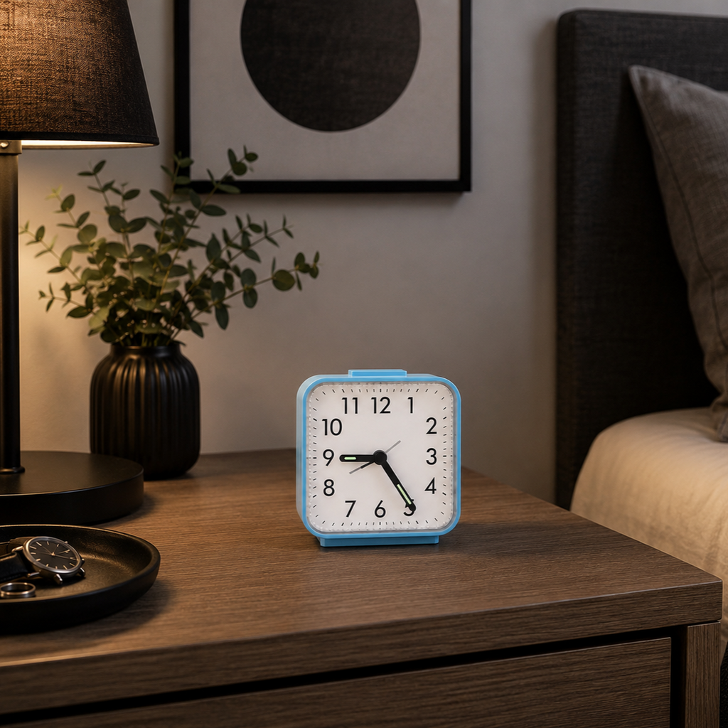 reveil horloge sans bruit bleu chambre adulte - monreveil.com
