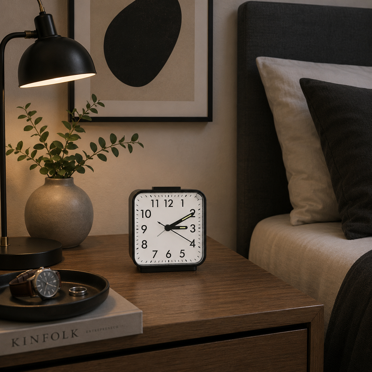 reveil horloge sans bruit horloge noir chambre adulte - monreveil.com