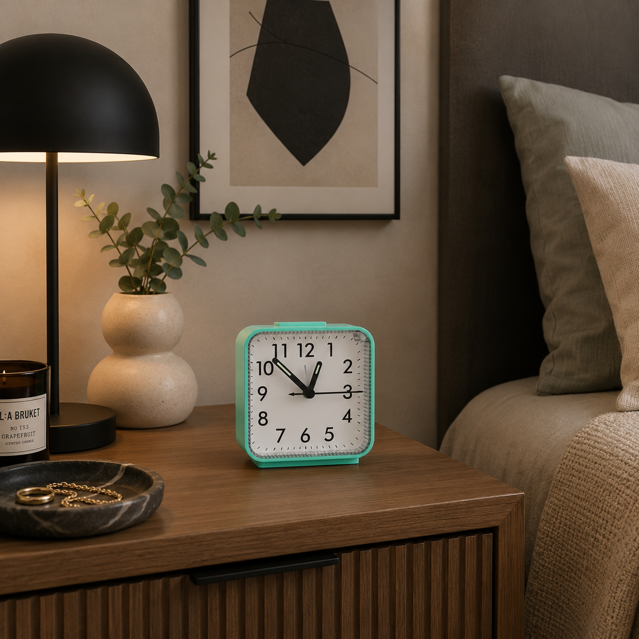 reveil horloge sans bruit turquoise chambre adulte - monreveil.com
