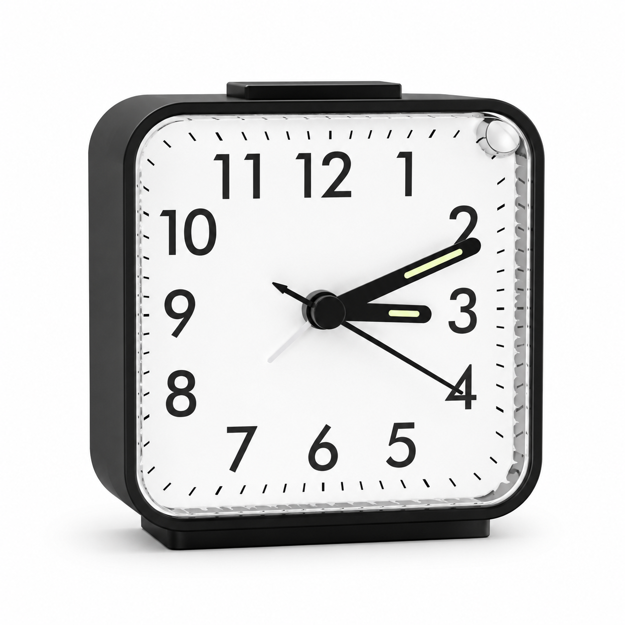 reveil horloge sans bruit noir sur fond blanc - monreveil.com